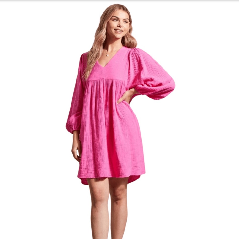 Tribal Vibrant Pink Long Sleeve Dress